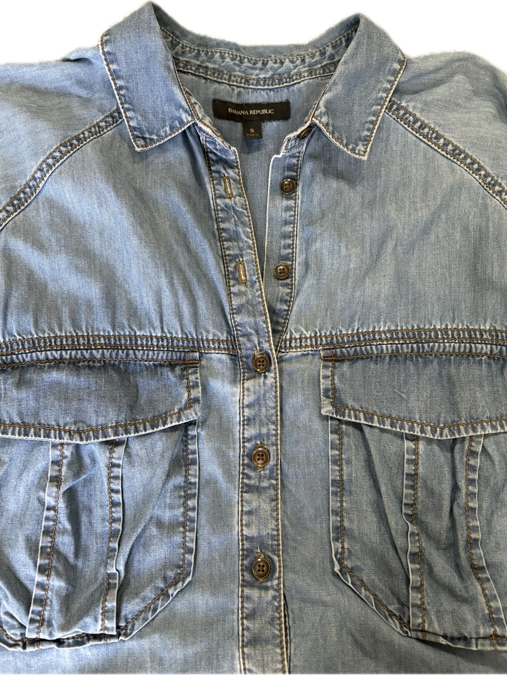 Banana Republic Chambray Popover Shirt Dress | Oversized Comfort | Size Small - Picture 2 of 6